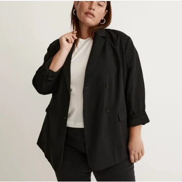 NWT Madewell Black Relaxed Blazer in Softdrape Size XXL - Picture 1 of 9